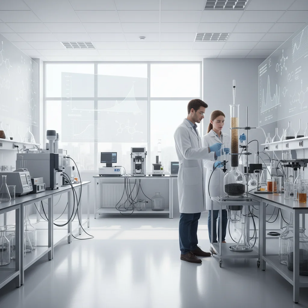 Chemistry laboratory testing activated carbon samples