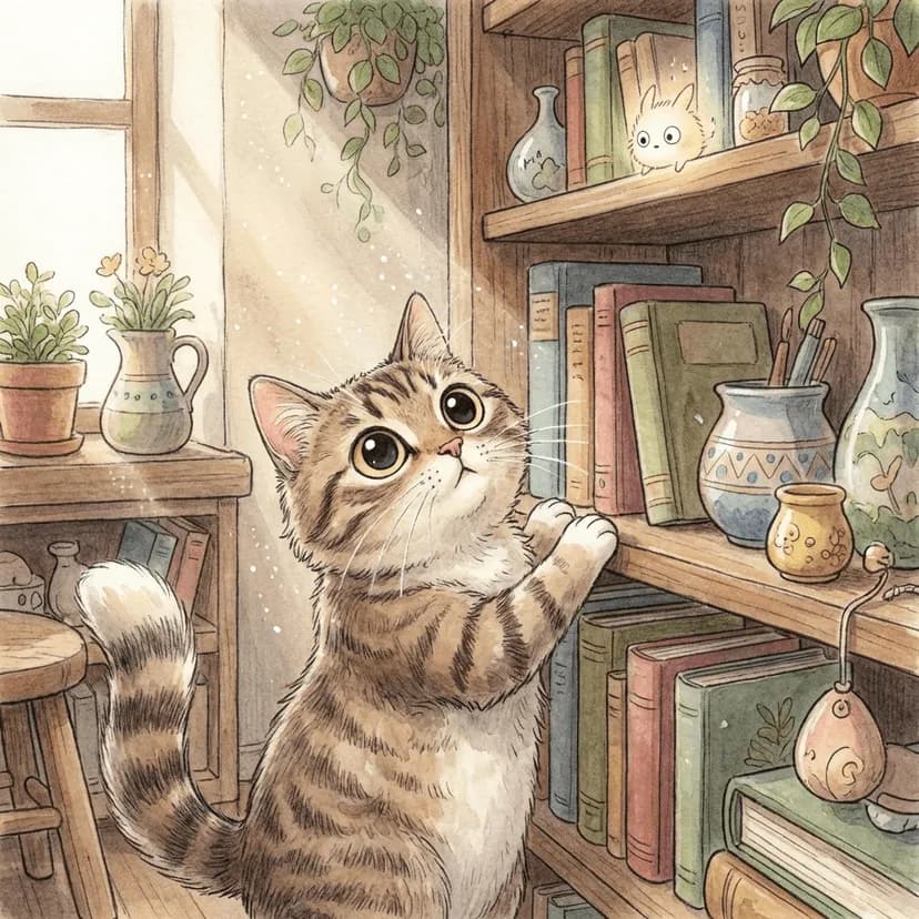 Curious cat looking up with questions about Purrify cat litter additive