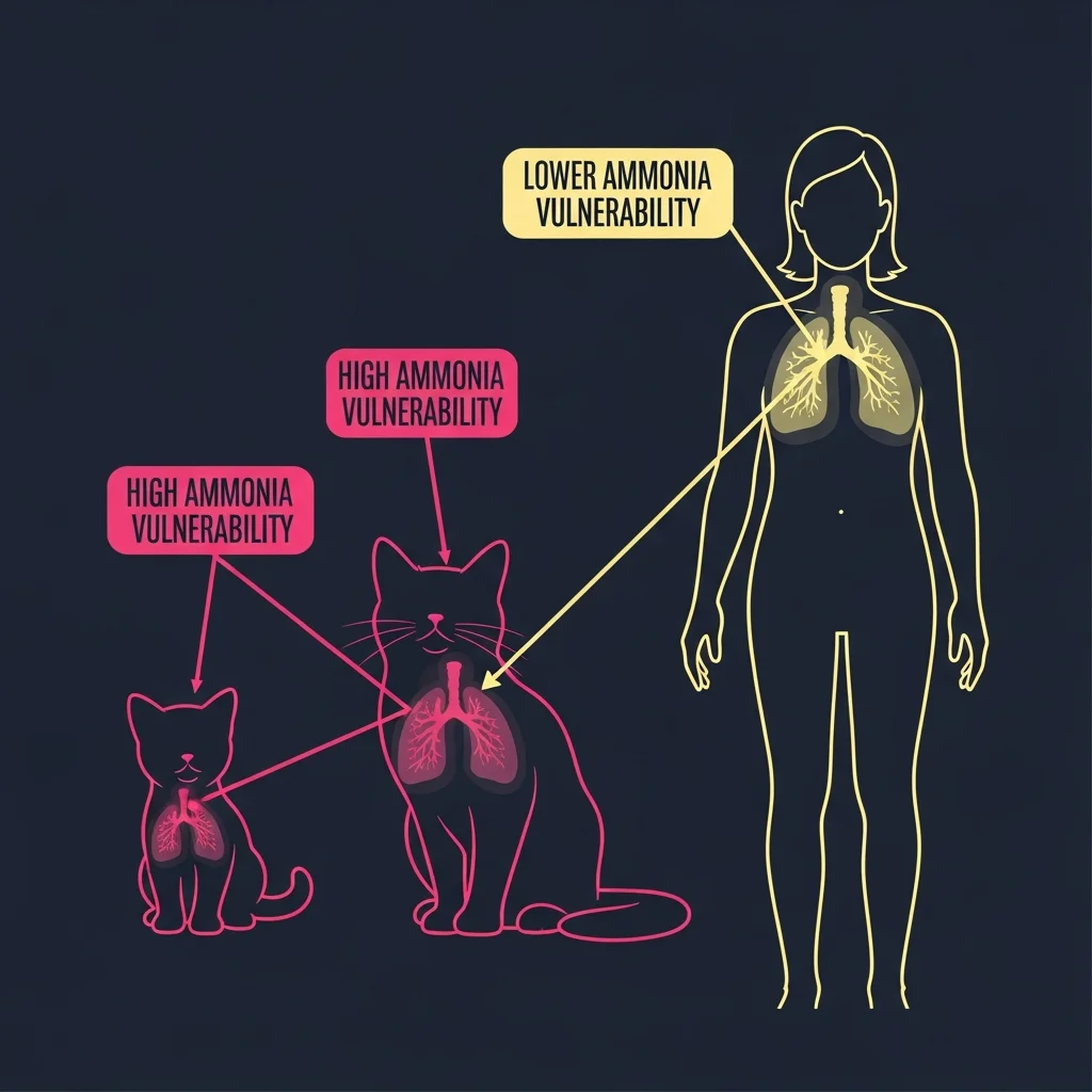 Schematic showing relative respiratory sensitivity in kittens, senior cats, and adults