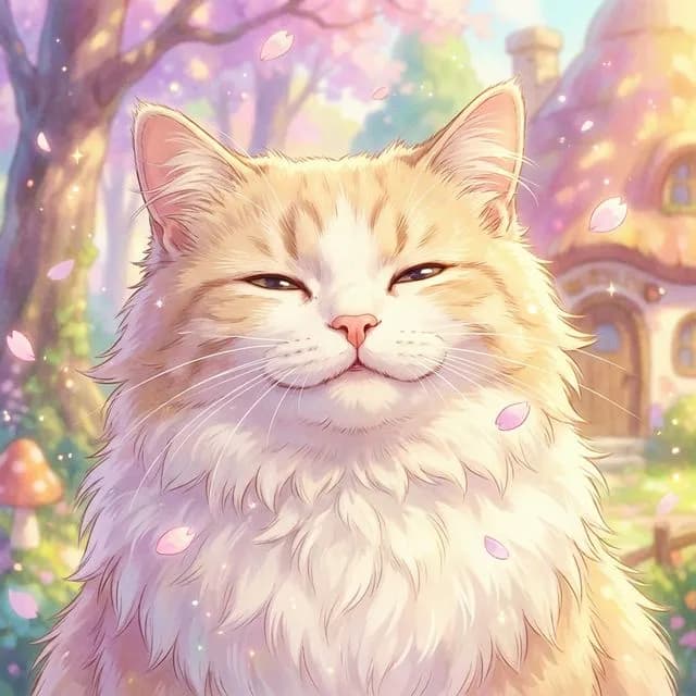 Relaxed fluffy cat in a bright, calm home environment