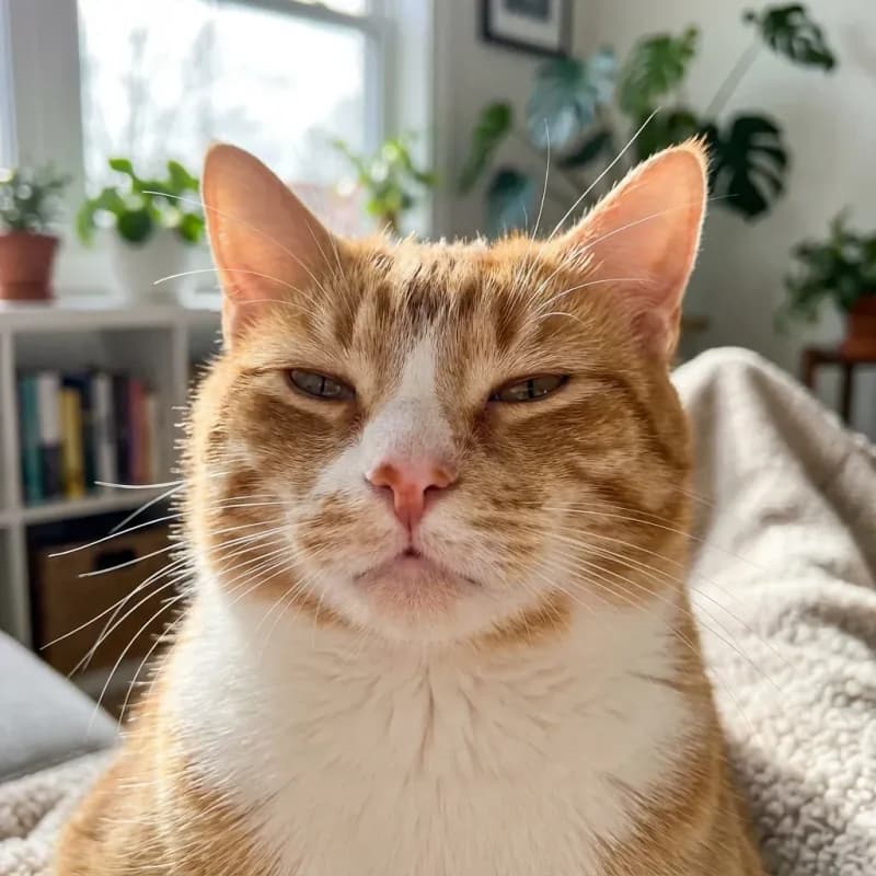 Happy cat in fresh, odor-free environment