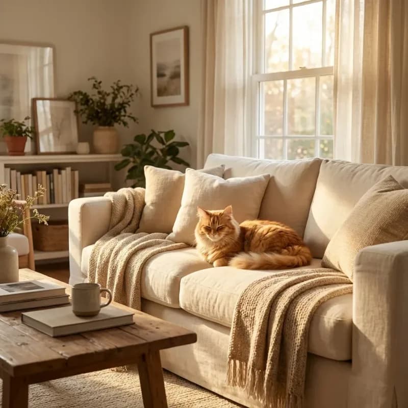 Chat détendu dans une maison lumineuse