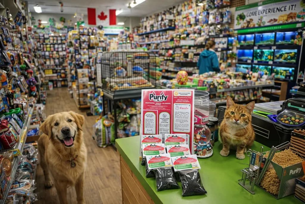 Purrify display at a partner pet store