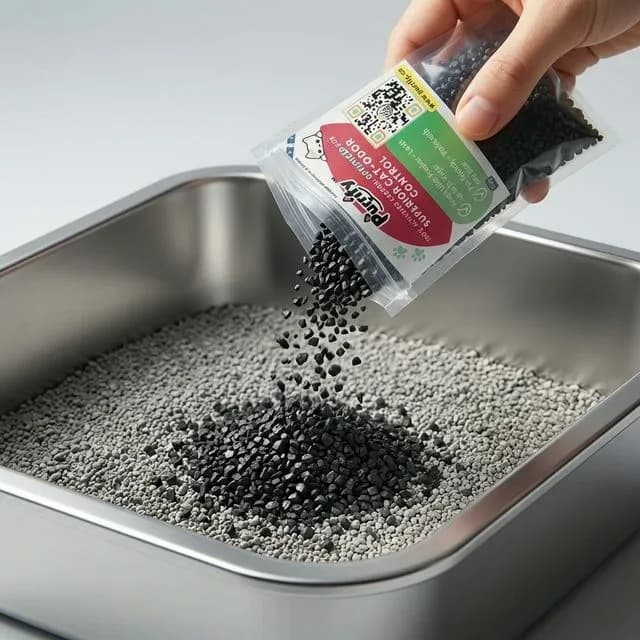 Purrify sprinkled on litter
