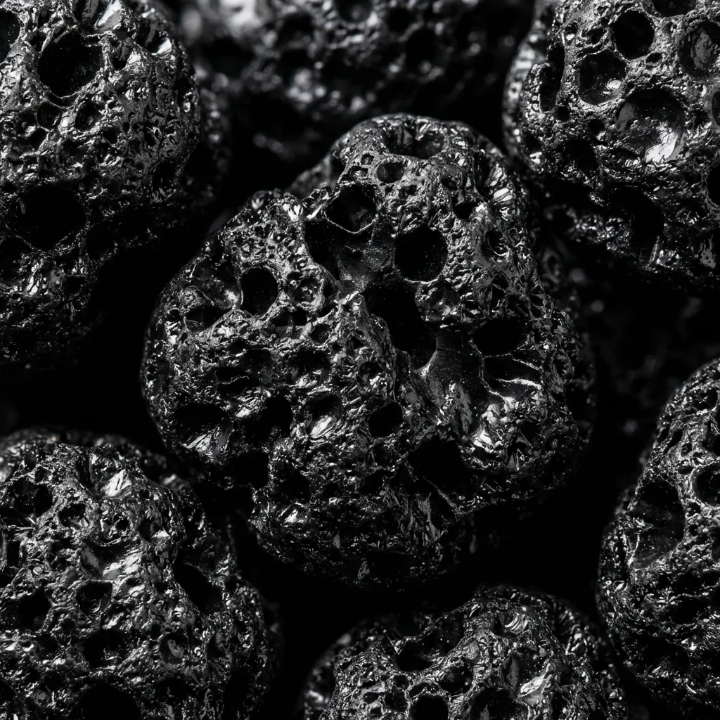 Macro view of filtration-grade activated carbon used to bridge the odor gap