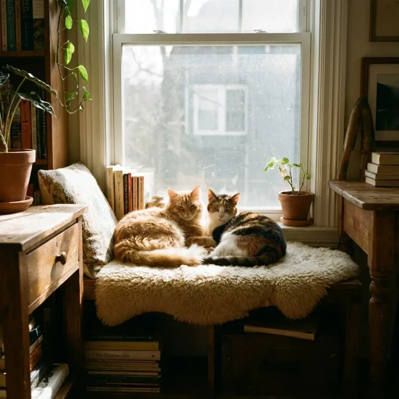 Chats heureux dans une maison fraîche sans odeur