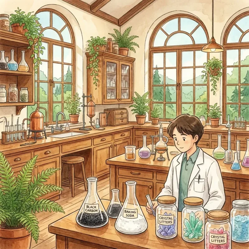 Laboratory testing of pet-safe odor control in a Ghibli style