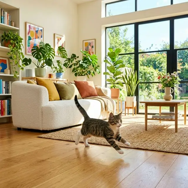 Chaton qui joue dans une maison propre et fraîche, sans parfum