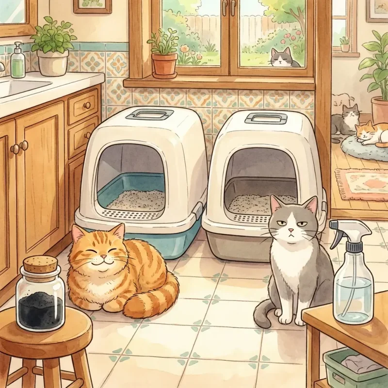 Multi-cat household testing methodology for litter deodorizers