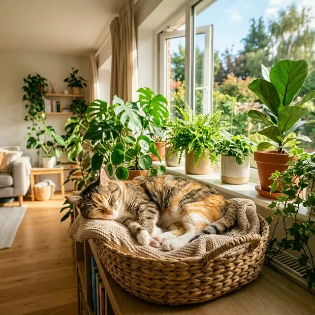Senior cat napping in a clean environment