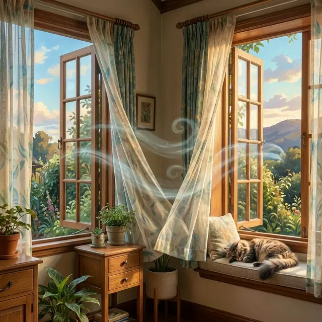 Well-ventilated home with strategic airflow for summer odor control