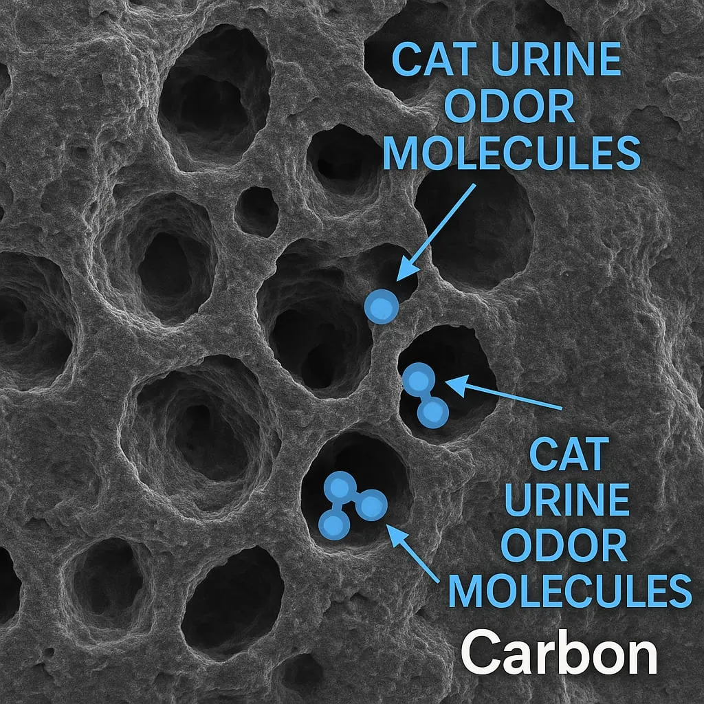 Microscopic view of activated carbon pores