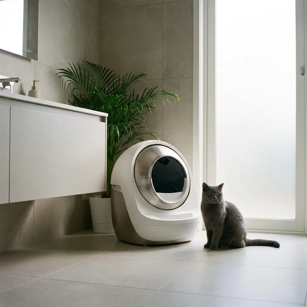 Automatic litter box with activated carbon deodorizer added for enhanced odour control