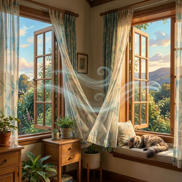 Well-ventilated home with strategic airflow for summer odor control