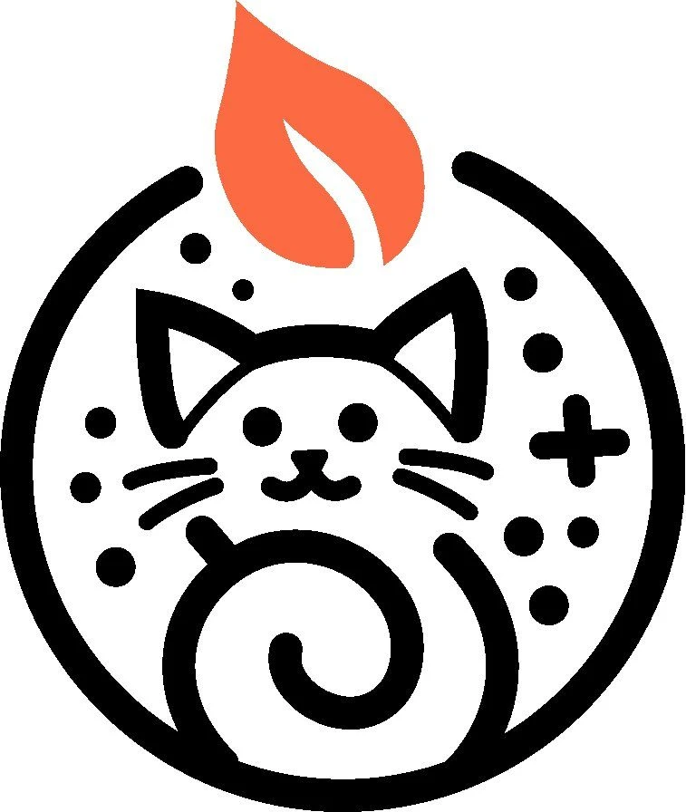 Purrify cat and flame icon mark